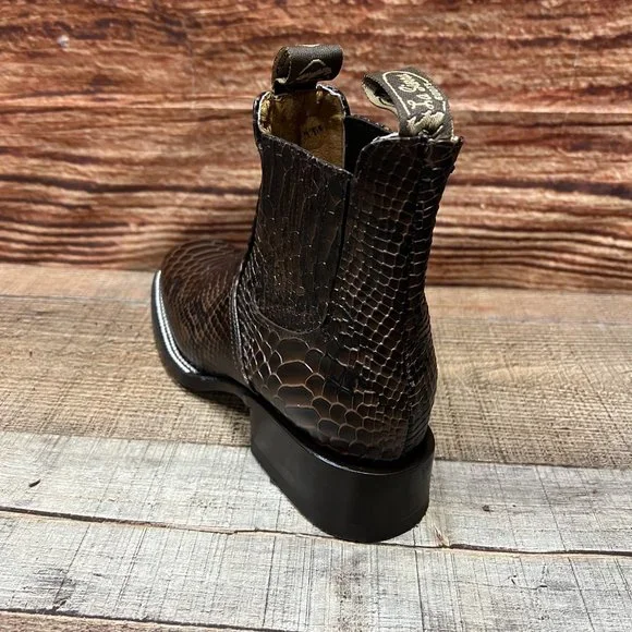 Men's Wéstern Vaquero Half boot PYTHON Print Leather Botin punta …